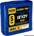 Blue 18 x 24 5 Mil Poly Tarp Cover - Waterproof, UV Resistant