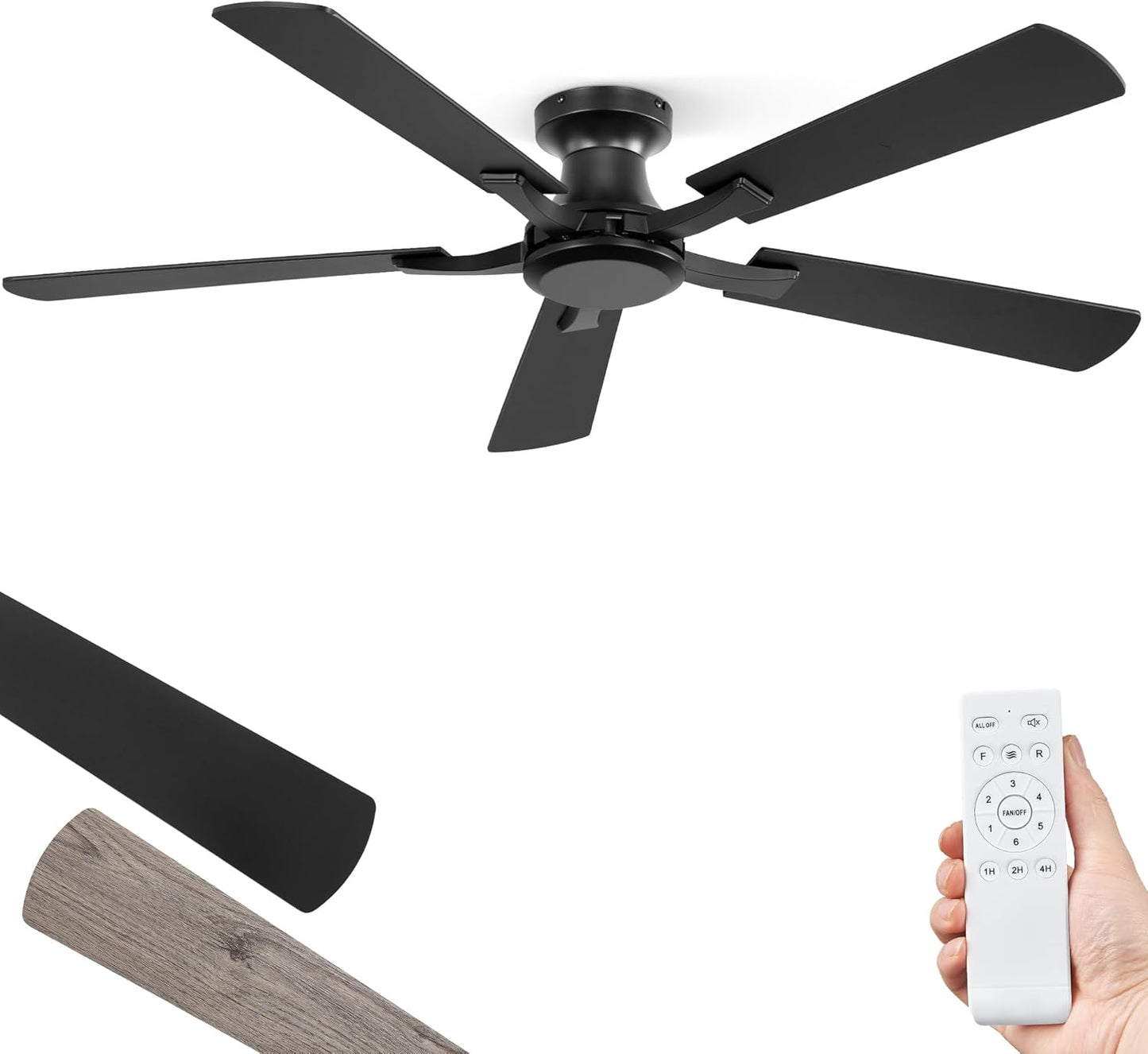 ZMISHIBO 52 Inch Ceiling Fan No Light for Low Ceilings