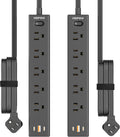 Power Strip Surge Protector 2 Pack, 10 ft Flat Extension Cord - Slim