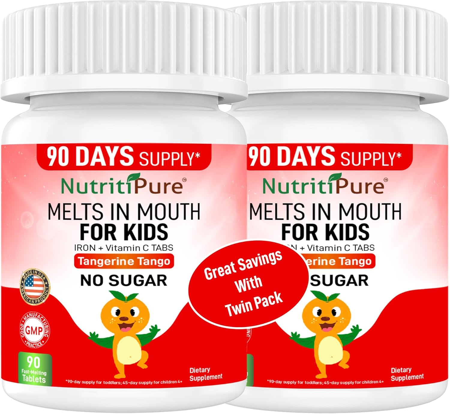 Chewable Iron Supplements for Kids in Tangerine Tango Flavor