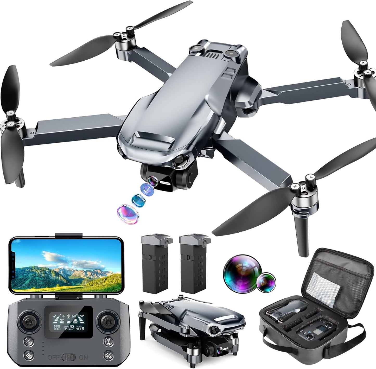 Glorale 4K Camera Drone: 1640ft Range, 46mins Flight, GPS, Follow Me