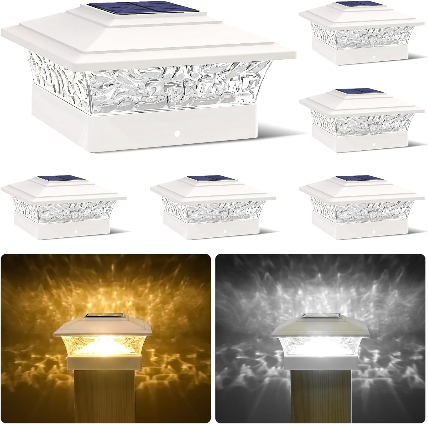 Solar Post Cap Lights Outdoor 6pack for Deck and Fence Use