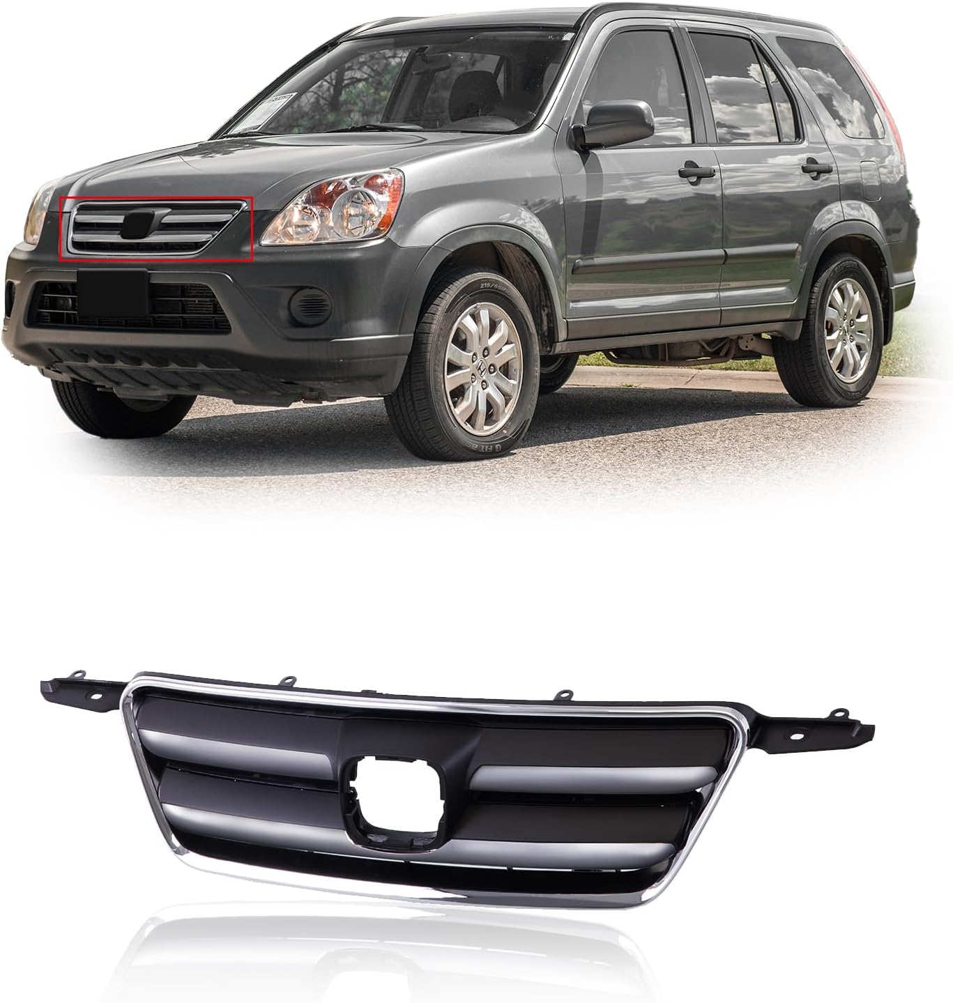 Front Dark Gray Frame Grille Assembly for 2005-2006 Honda CR-V