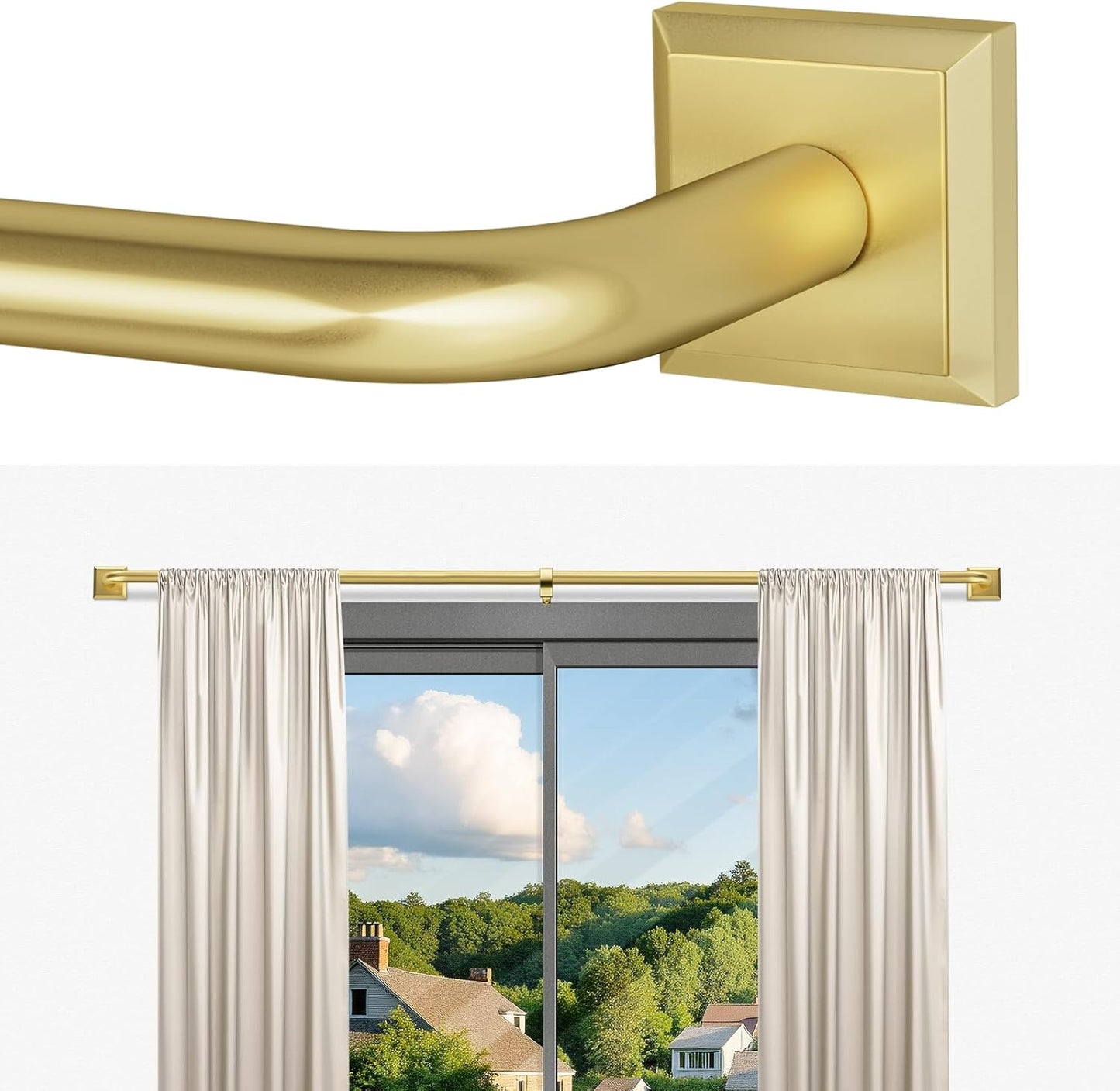 Gold Curtain Rods for Windows 66-120Inch Heavy Duty Design