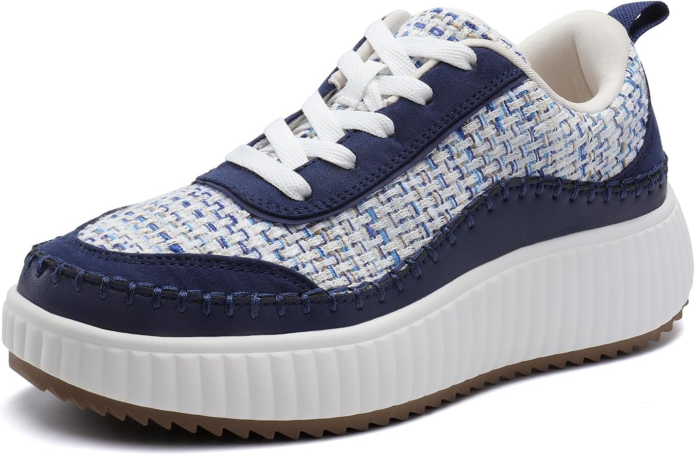 DREAM PAIRS Women Chunky City Tweed Platform Fashion Sneakers
