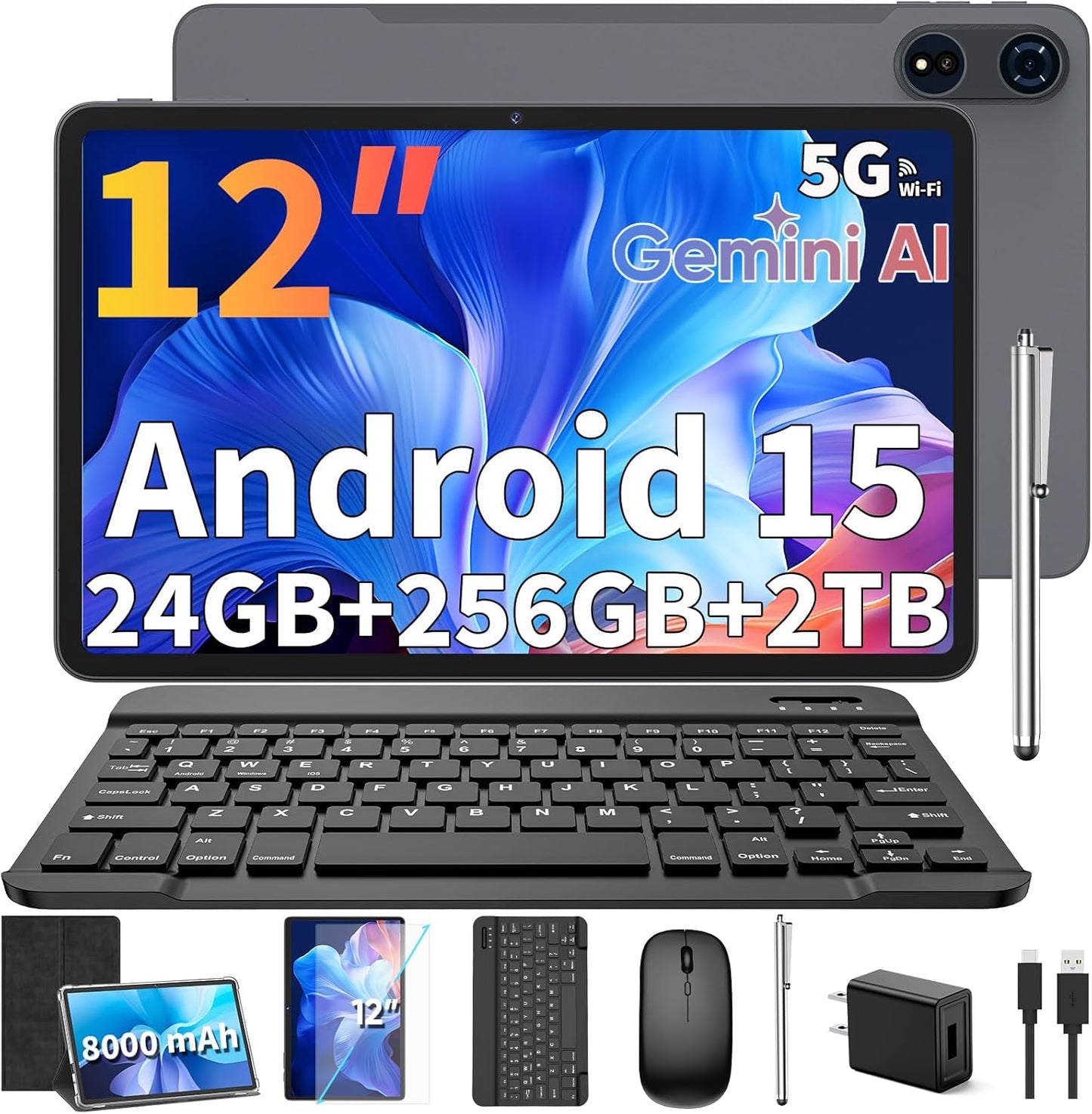 2025 12 Inch Tablet with 24GB RAM and 256GB Storage for All