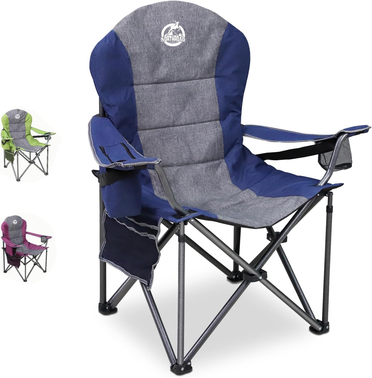 Oversized Portable Camping Chair with Cooler Bag and Support