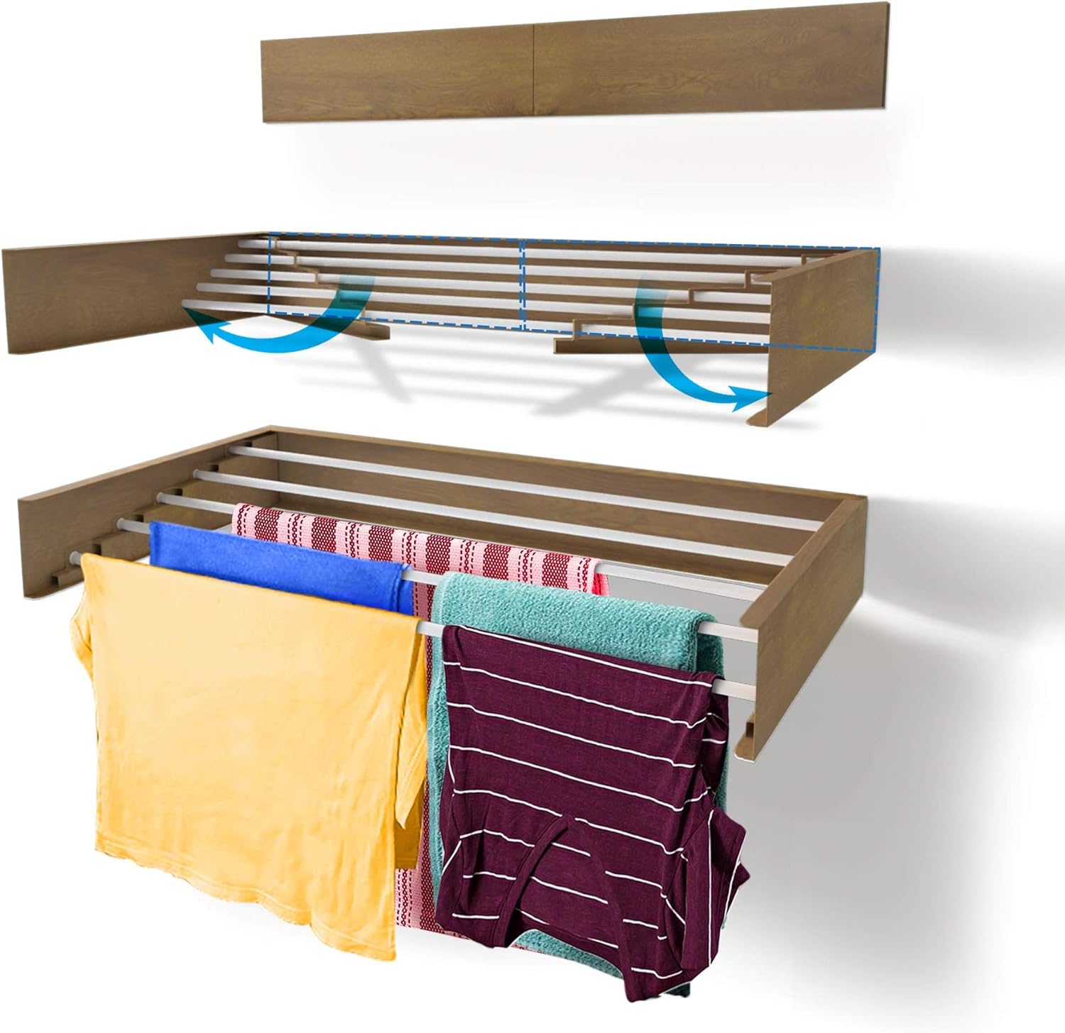 Step Up Laundry Drying Rack - Retractable Wall Mounted Design