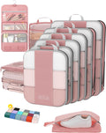 Light Coral 10 Set Compression Packing Cubes for Travel - Space Saving