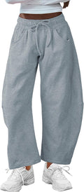 Hongsui Women's Barrel Leg Pants Elasticated Waistband - Comfy Fit