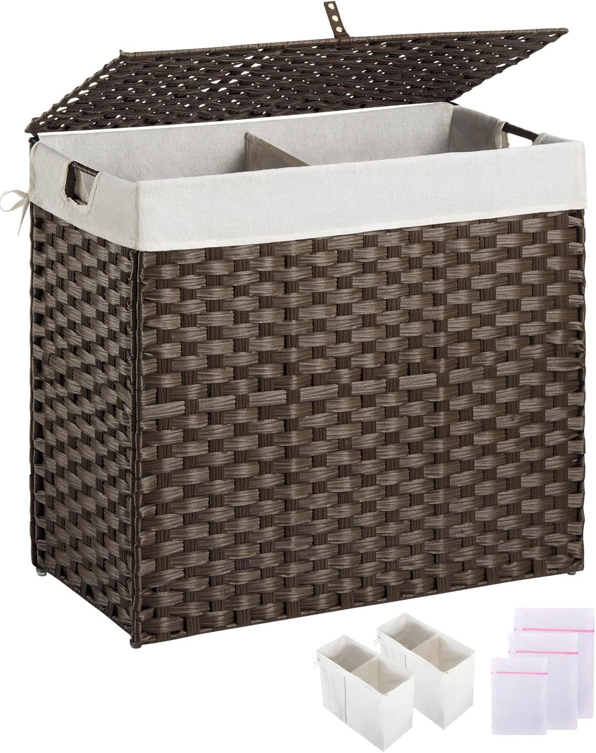 Greenstell Laundry Hamper with Lid - 130L Wicker Basket