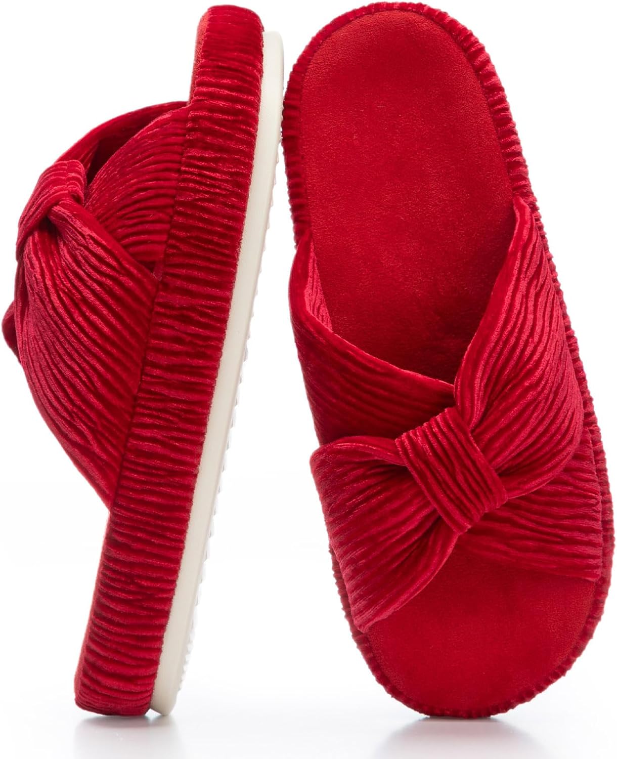 Chantomoo Memory Foam Slippers for Women with Bow Design