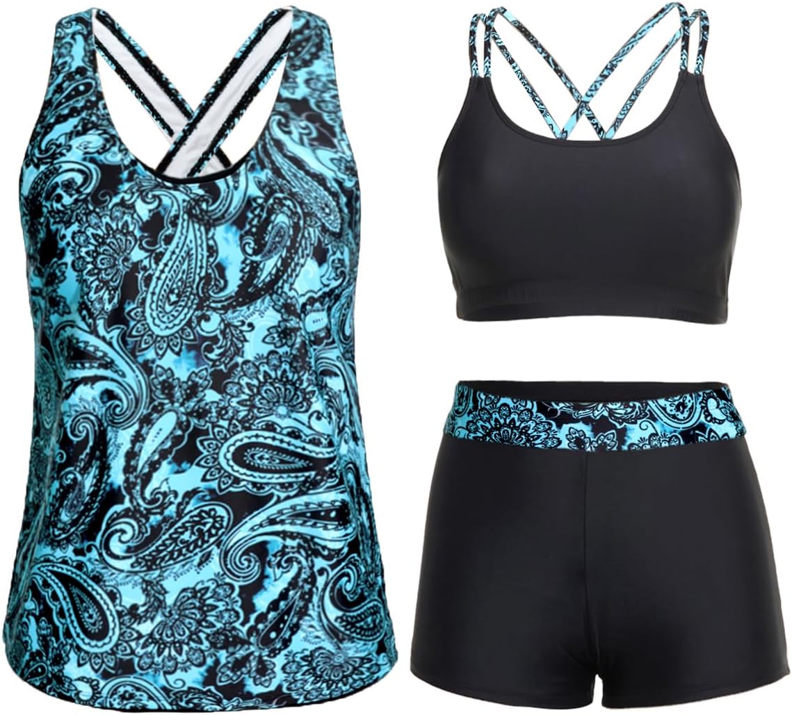Holipick 3 Piece Tankini Swimsuits for Women with Tummy Control
