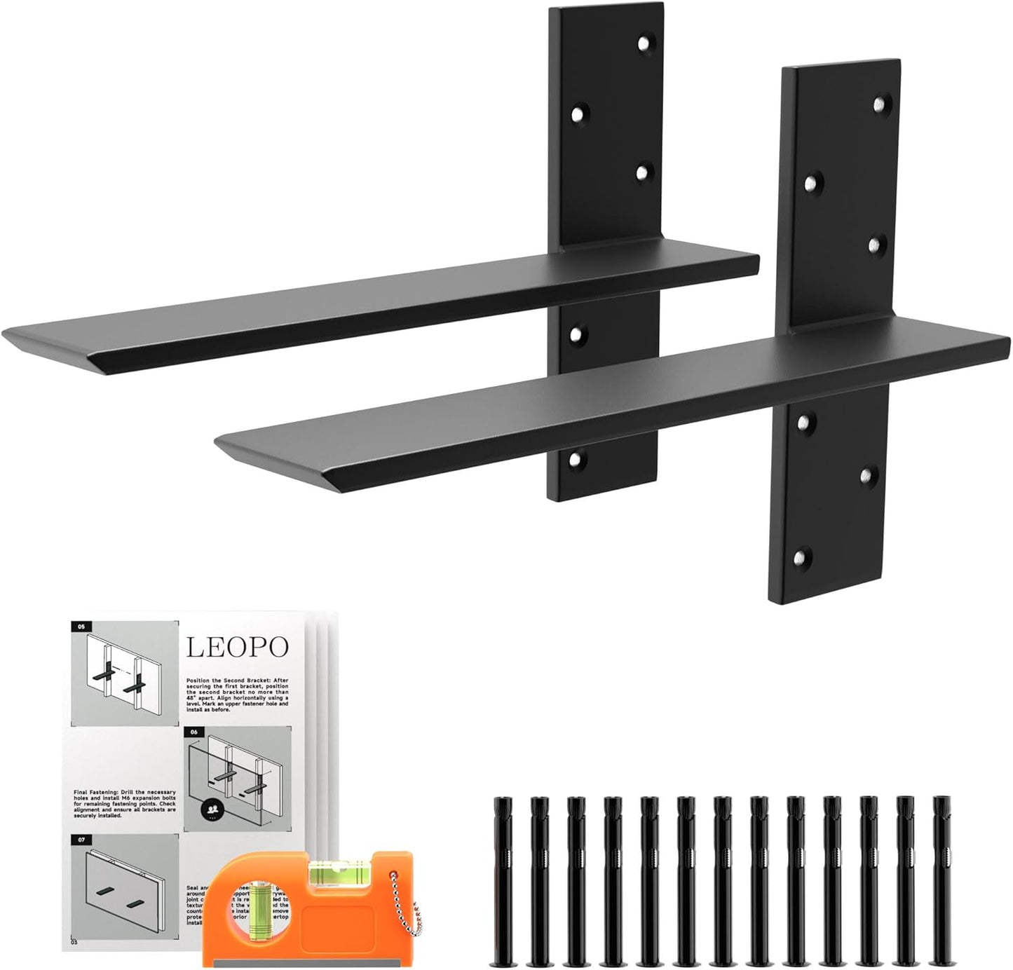 LEOPO 14in Heavy Duty T Shelf Bracket for Floating Countertops