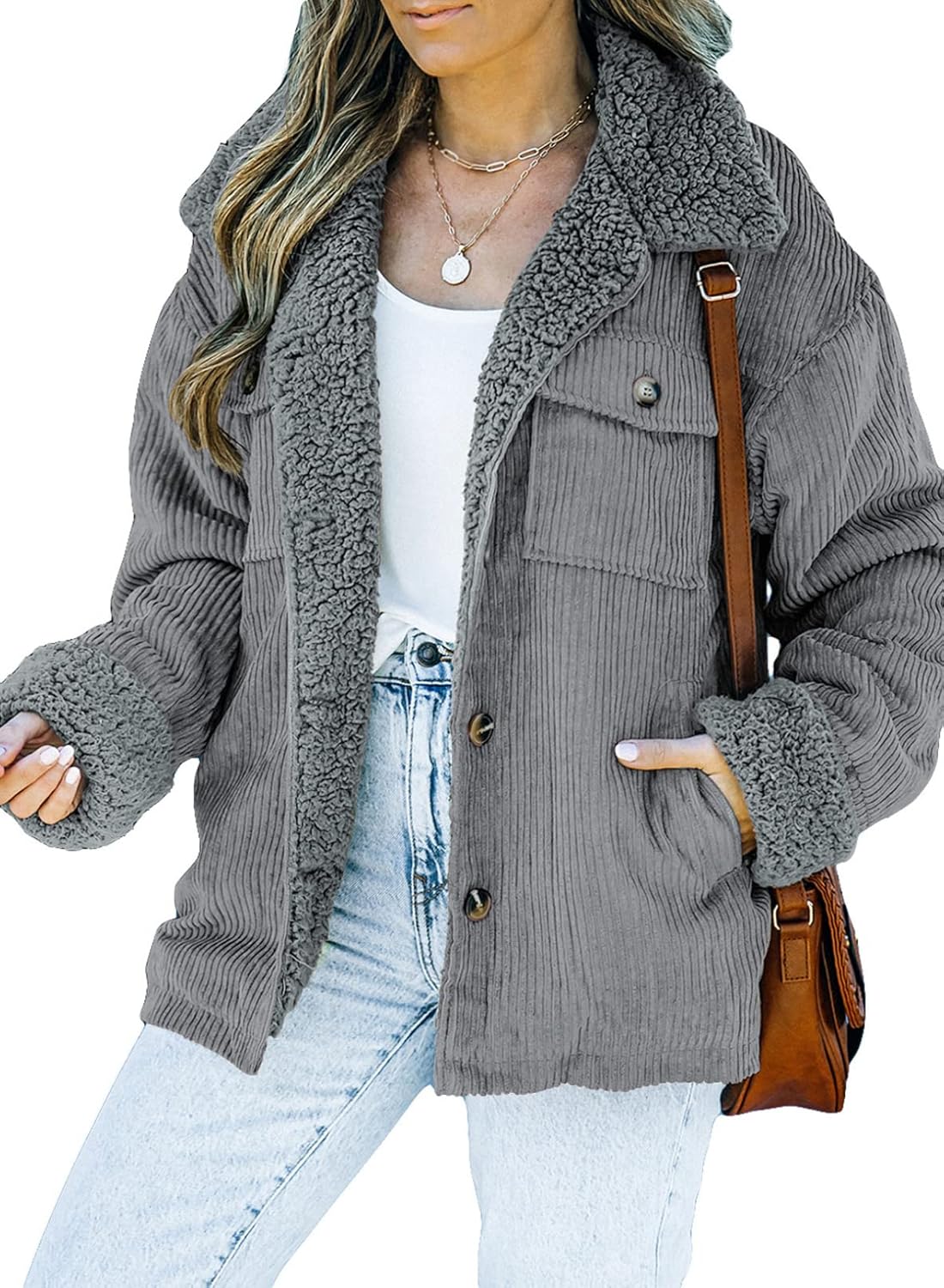 Dokotoo Corduroy Sherpa Jacket for Women - Stylish Winter Coat