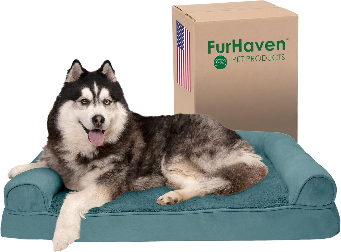 Furhaven Memory Foam Dog Bed for Large Dogs with Bolsters