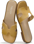 Women Genuine Leather Summer Sandals - Memory Foam Slides