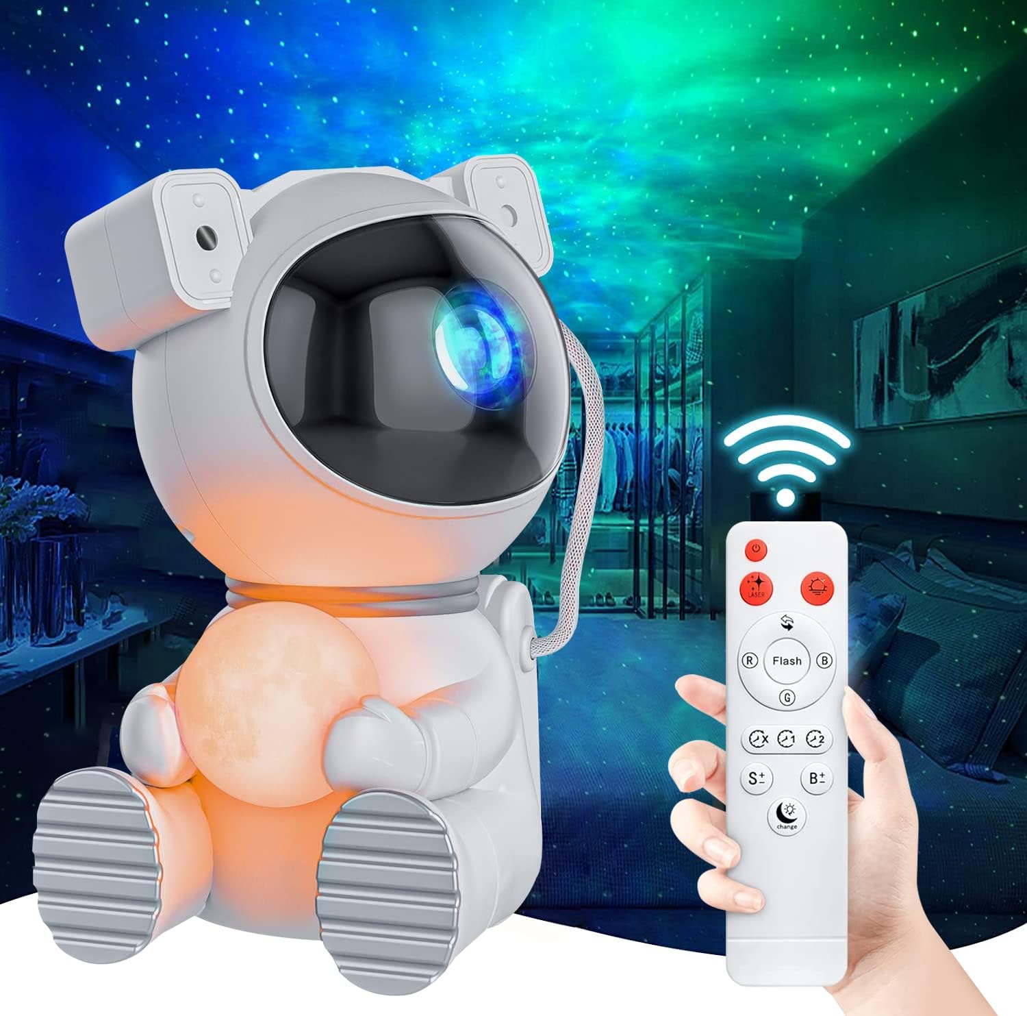 Galaxy Astronaut Night Light - Remote Timer, Aesthetic Decor