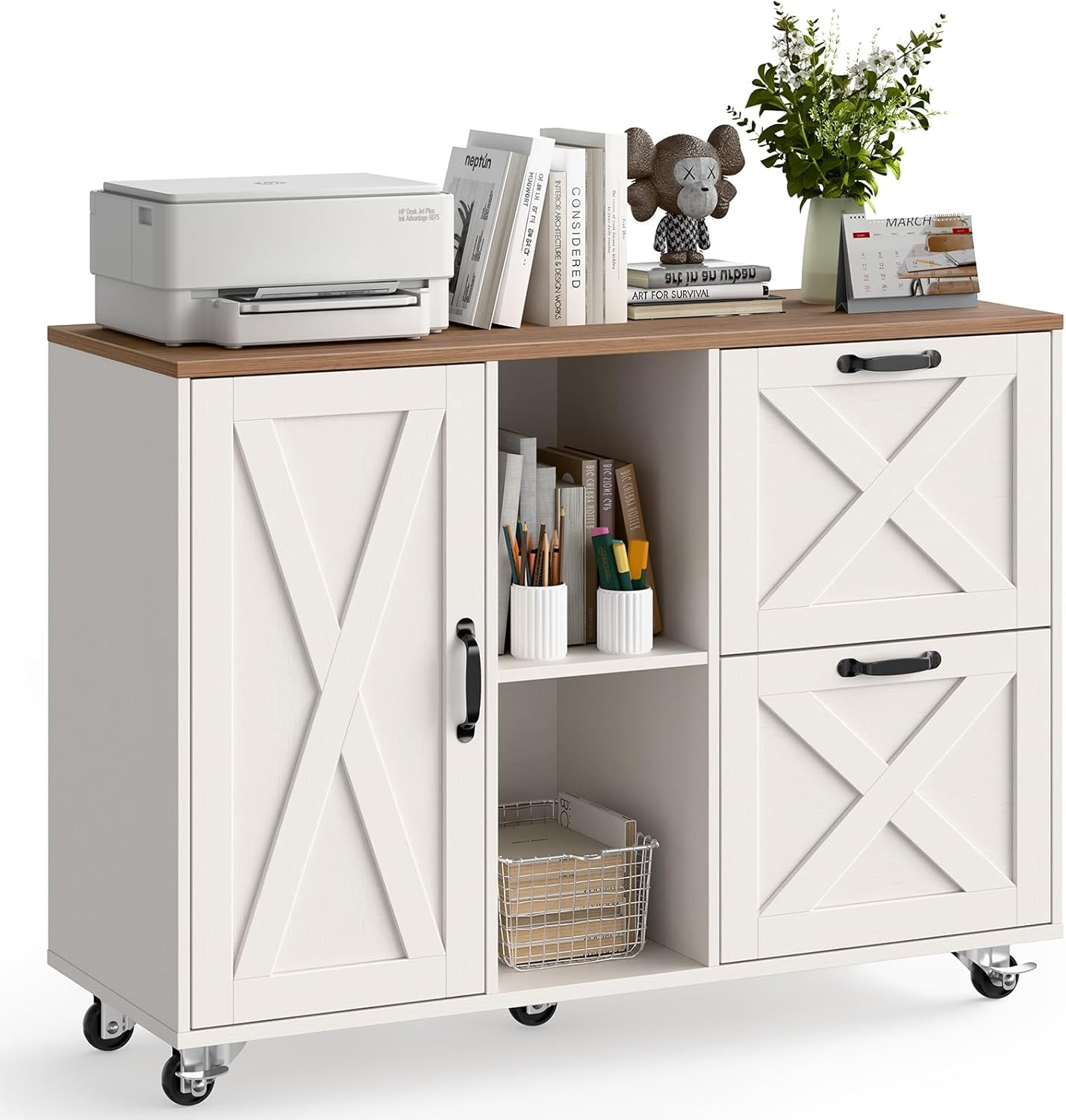 Lateral File Cabinet with 2 Drawers and Door for Home Office
