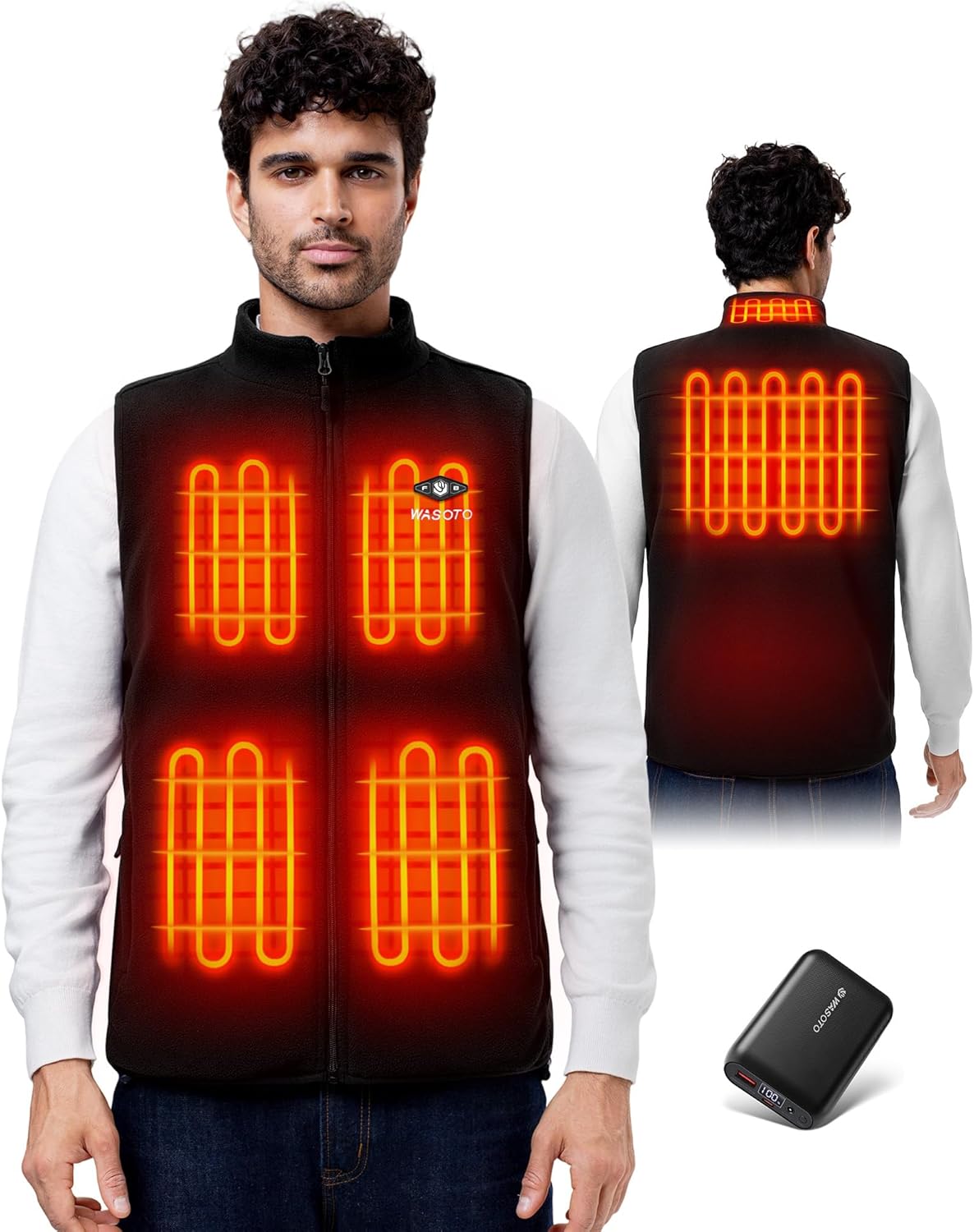 WASOTO Heated Vest for Men - Lightweight Fleece with Battery