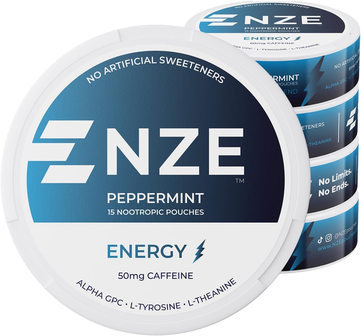 NZE Caffeine Nootropic Pouches for Energy and Focus Boost