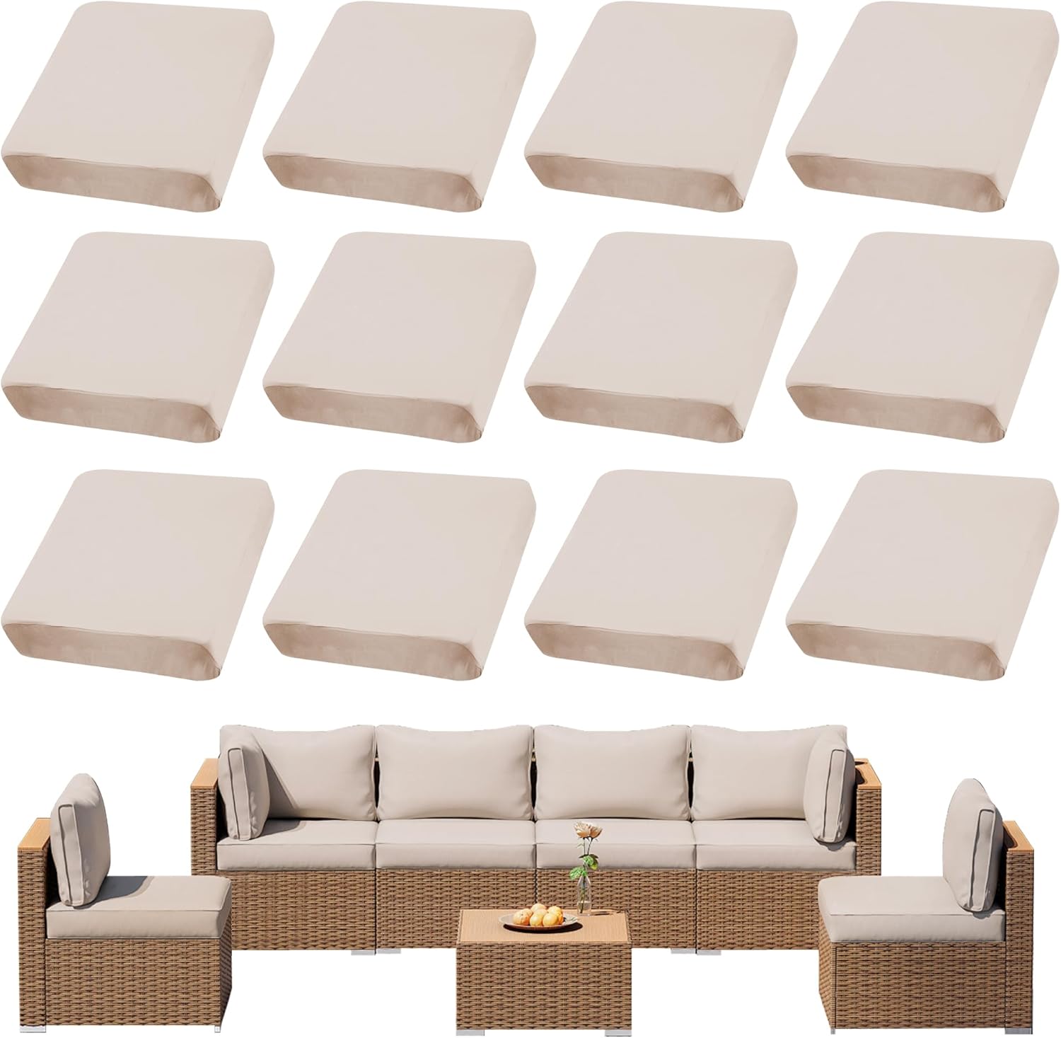 12Pcs Outdoor Cushion Covers Waterproof for Stylish Patios