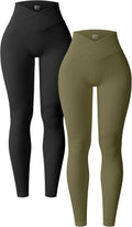 Women's 2 Piece Ribbed Seamless High Waist Yoga Leggings - Flattering