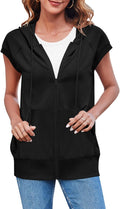 Women Sleeveless Zip Up Hoodies Casual Loose Fit Vest - Lightweight