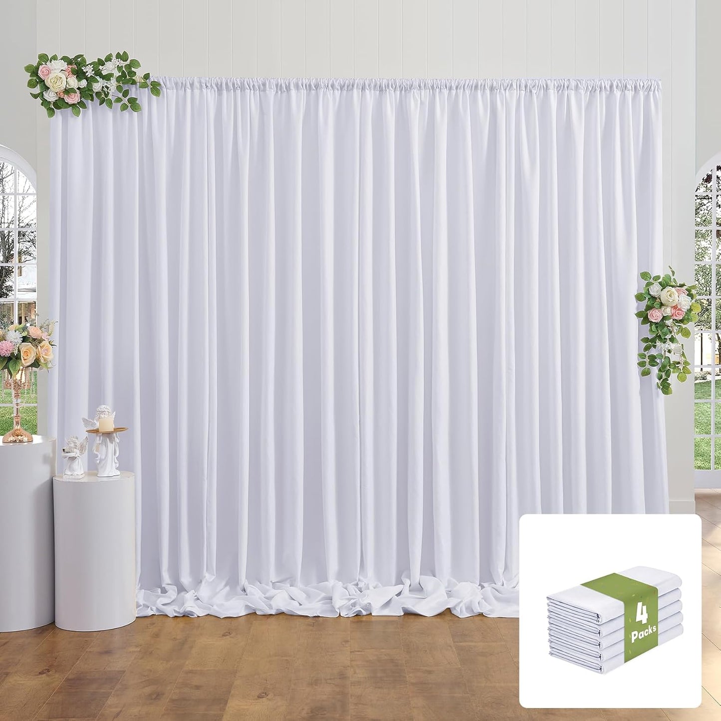 20x10FT White Backdrop Curtains for Party and Events