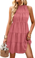 KIRUNDO Womens Summer Halter Sundress 2025 - Flowy Tiered Mini