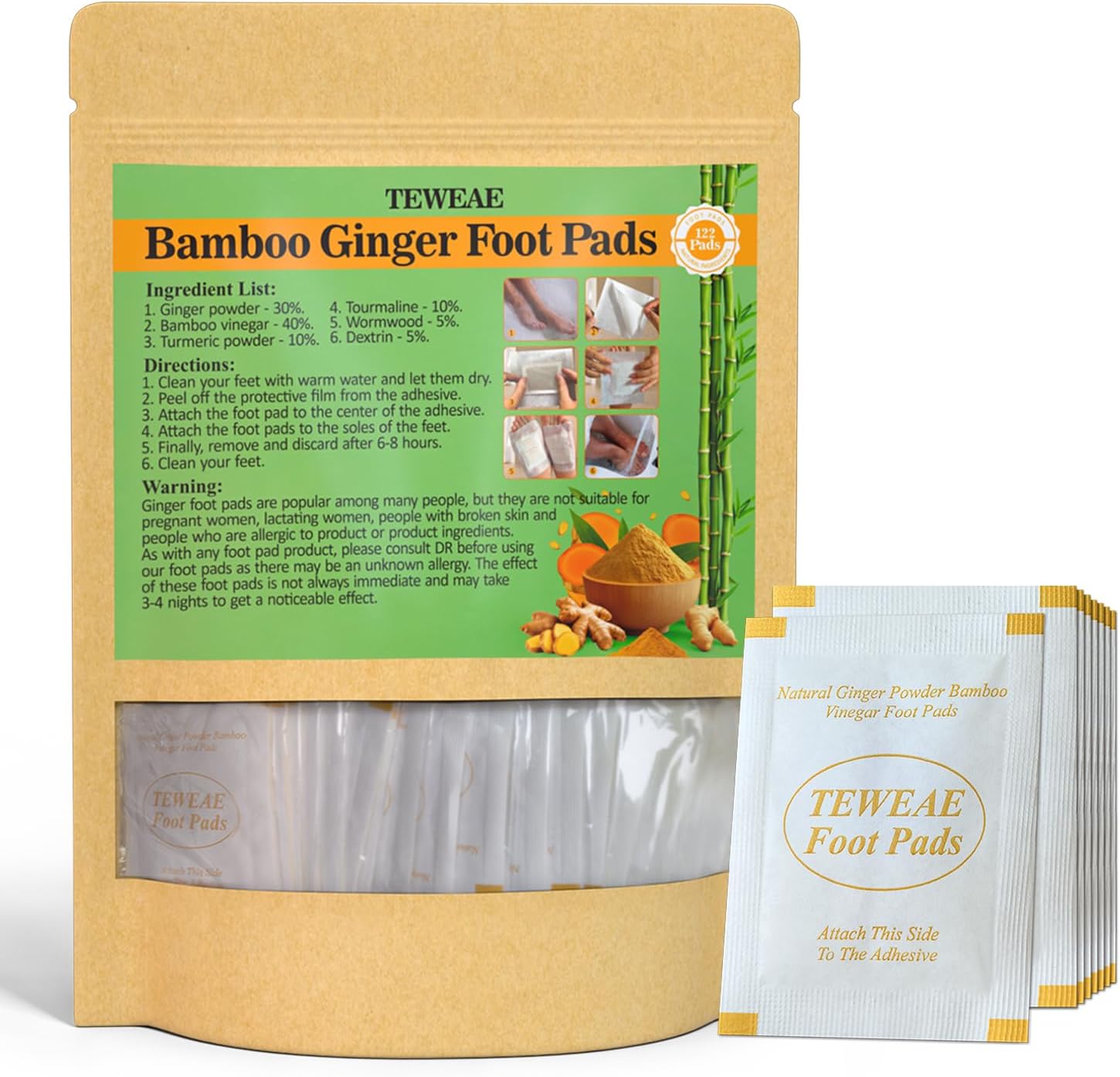 Natural Turmeric & Ginger Foot Pads for Odor Relief and Health