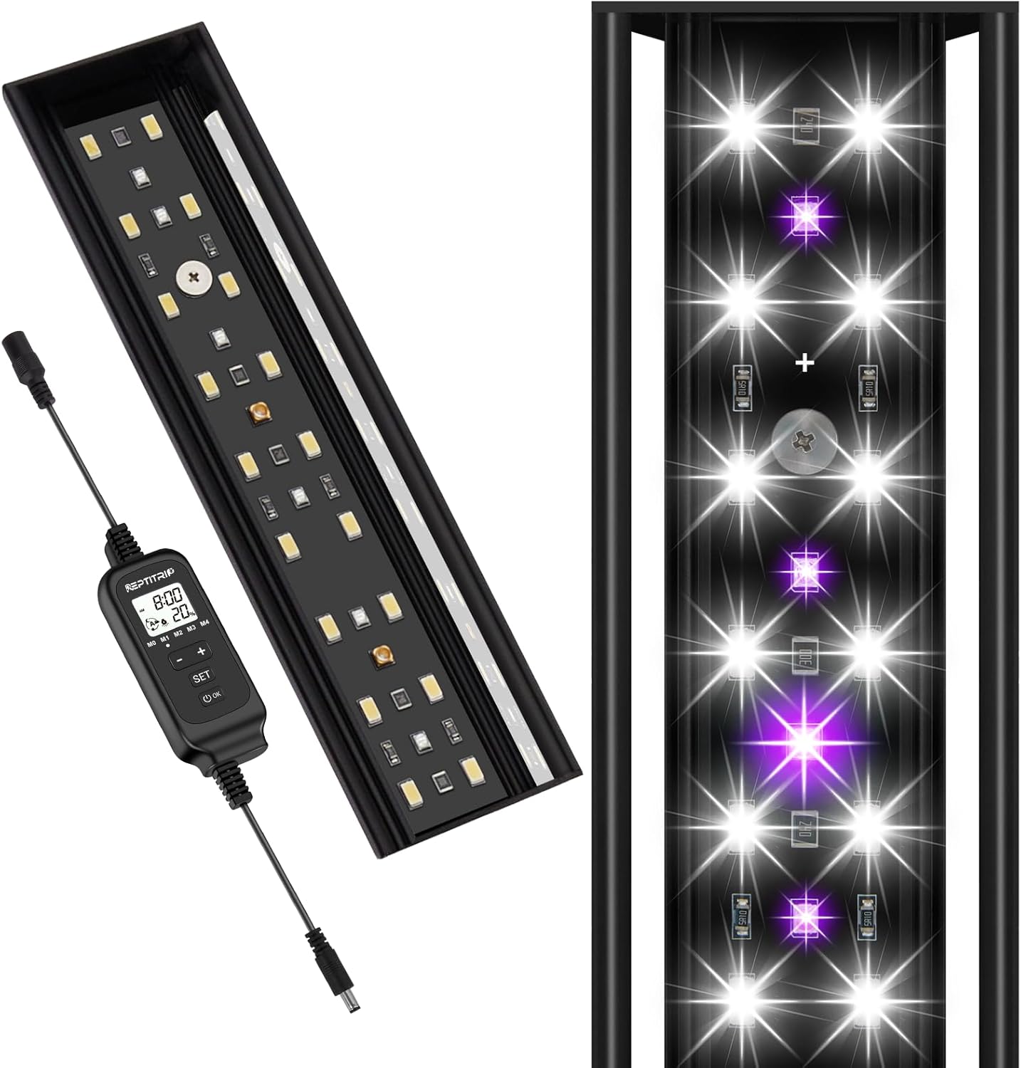 8-Inch LED UVB Light for Reptiles with Dimming and Modes