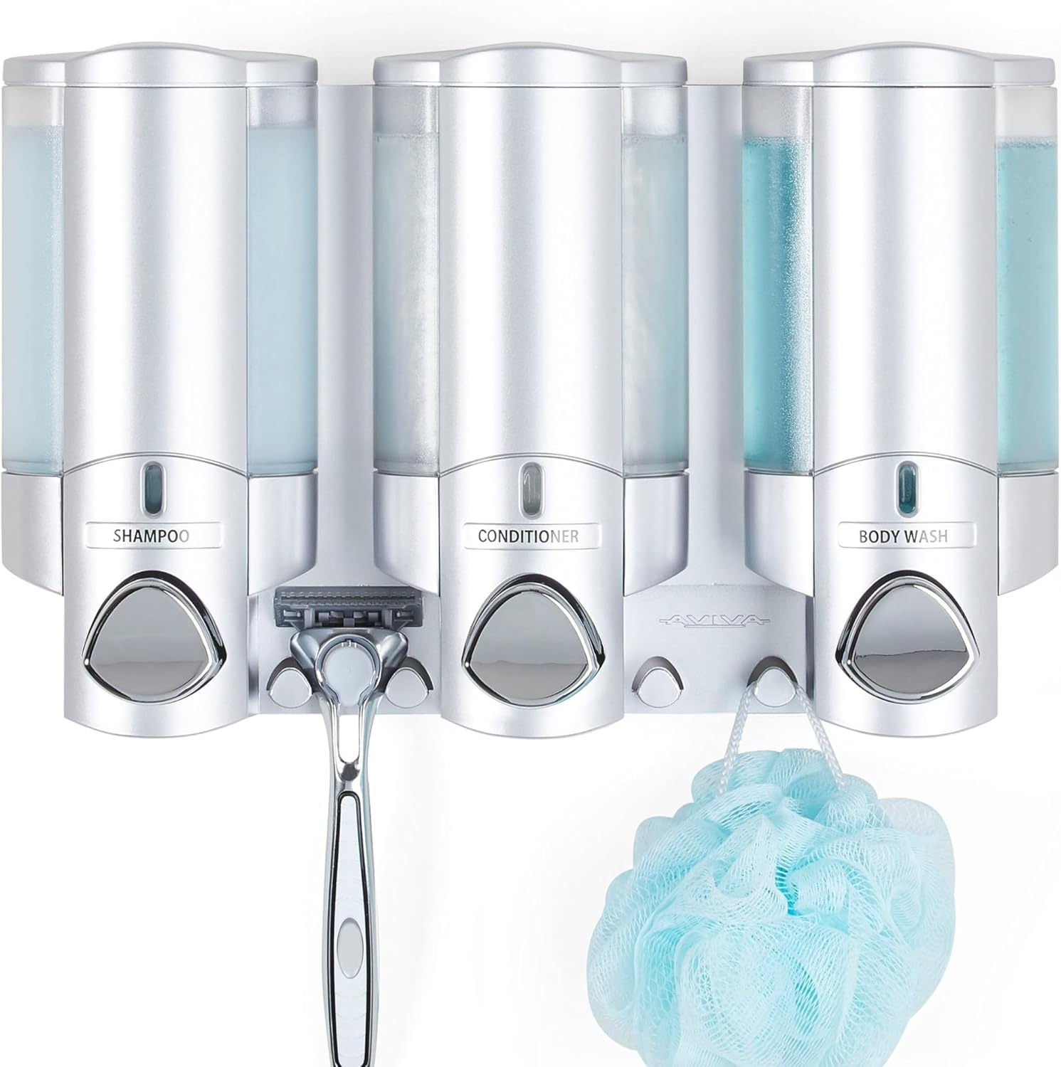 AVIVA 3-Chamber Soap Dispenser - Effortless Shower Organization!