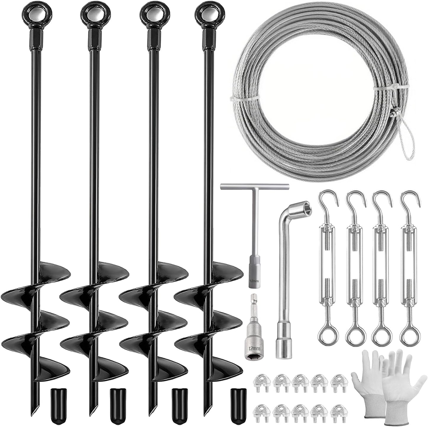 18in Ground Anchors Shed Anchor Kit with Heavy Duty Cable