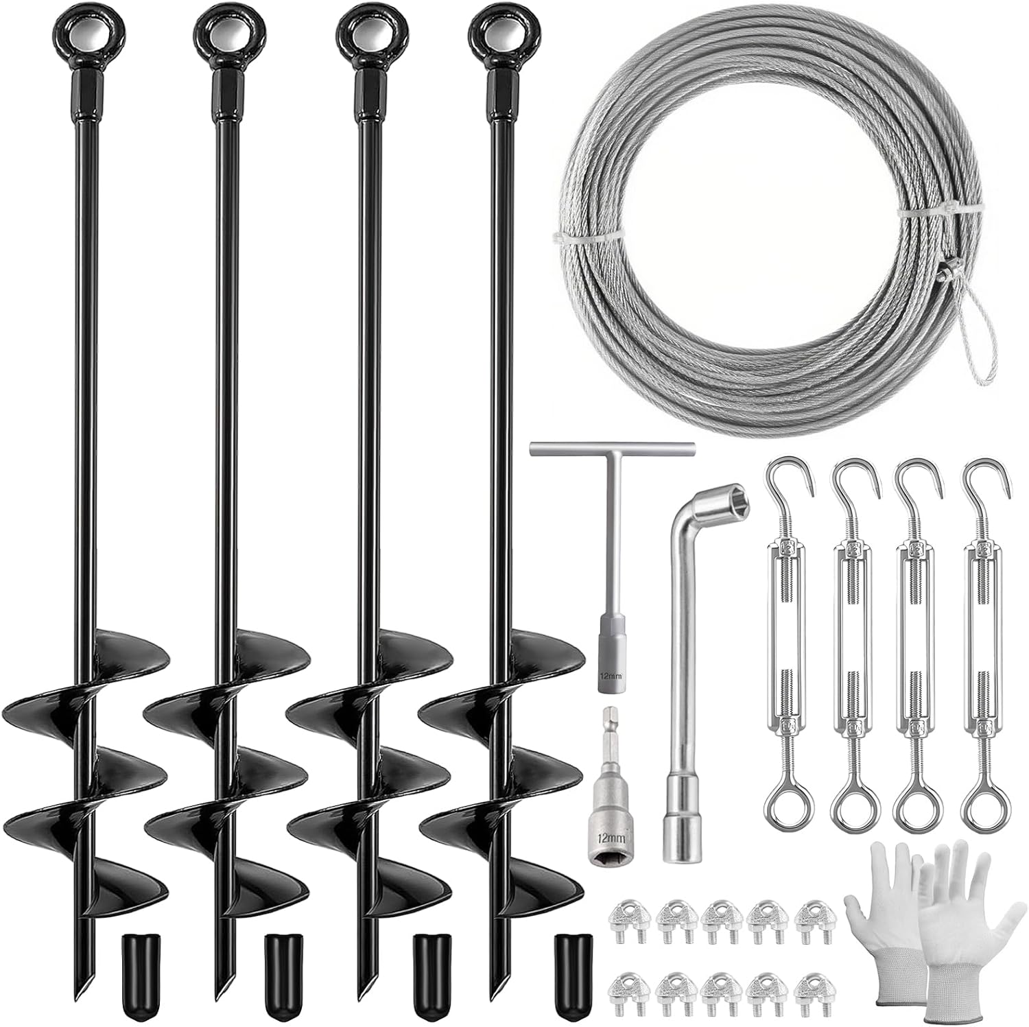 18in Ground Anchors Shed Anchor Kit with Heavy Duty Cable