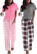2 Pack Pajama Sets for Women Short Sleeve Lounge Sets with Pockets
