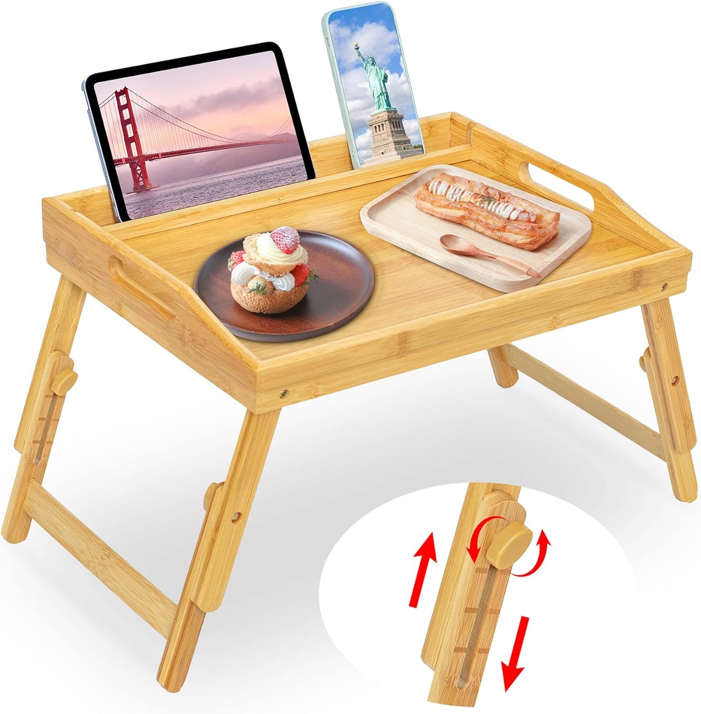 Adjustable Bamboo Bed Tray - Portable & Versatile!