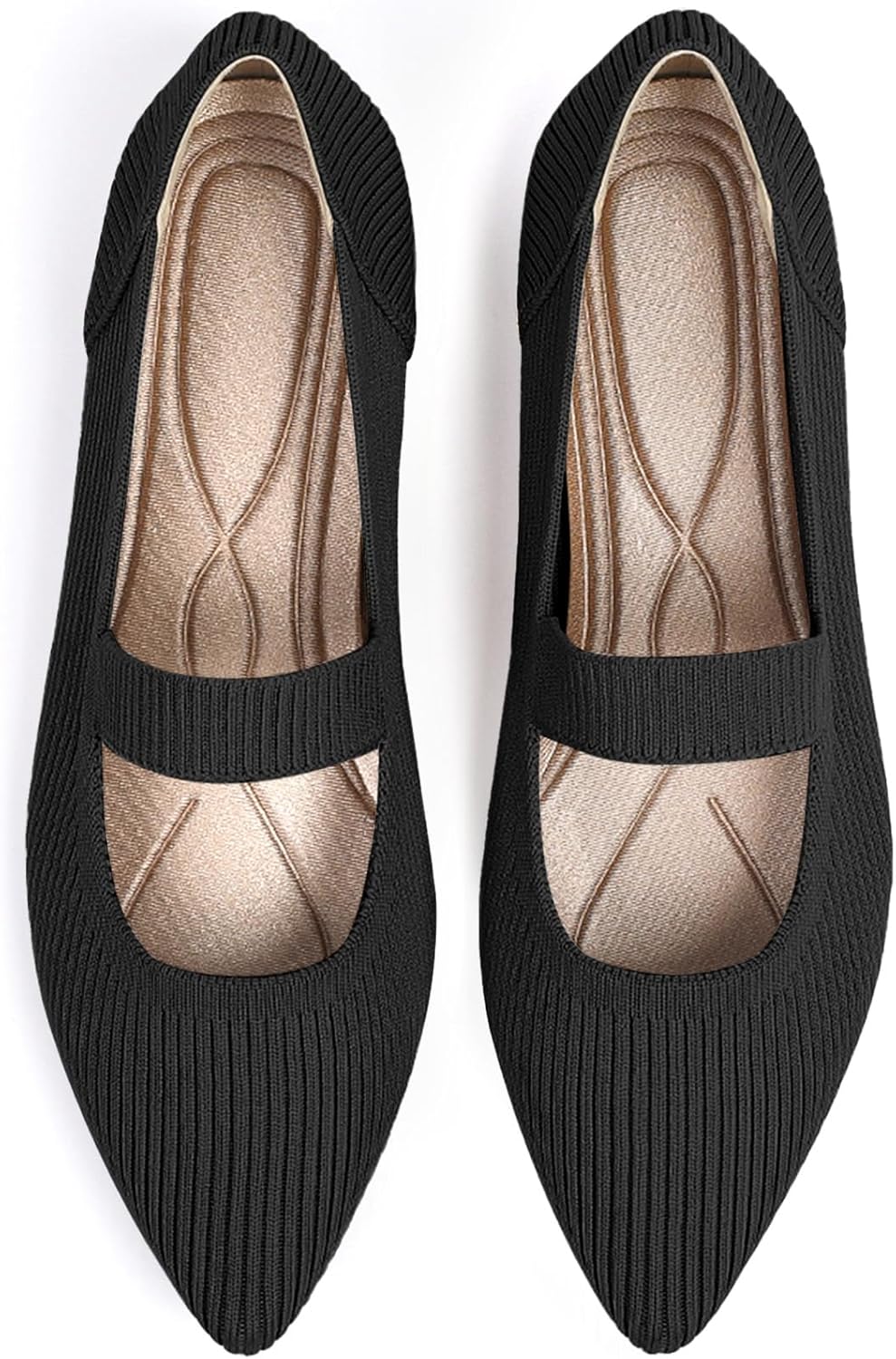 Women's Flats Shoes Pointed Toe Knit Washable Ballet Comfort