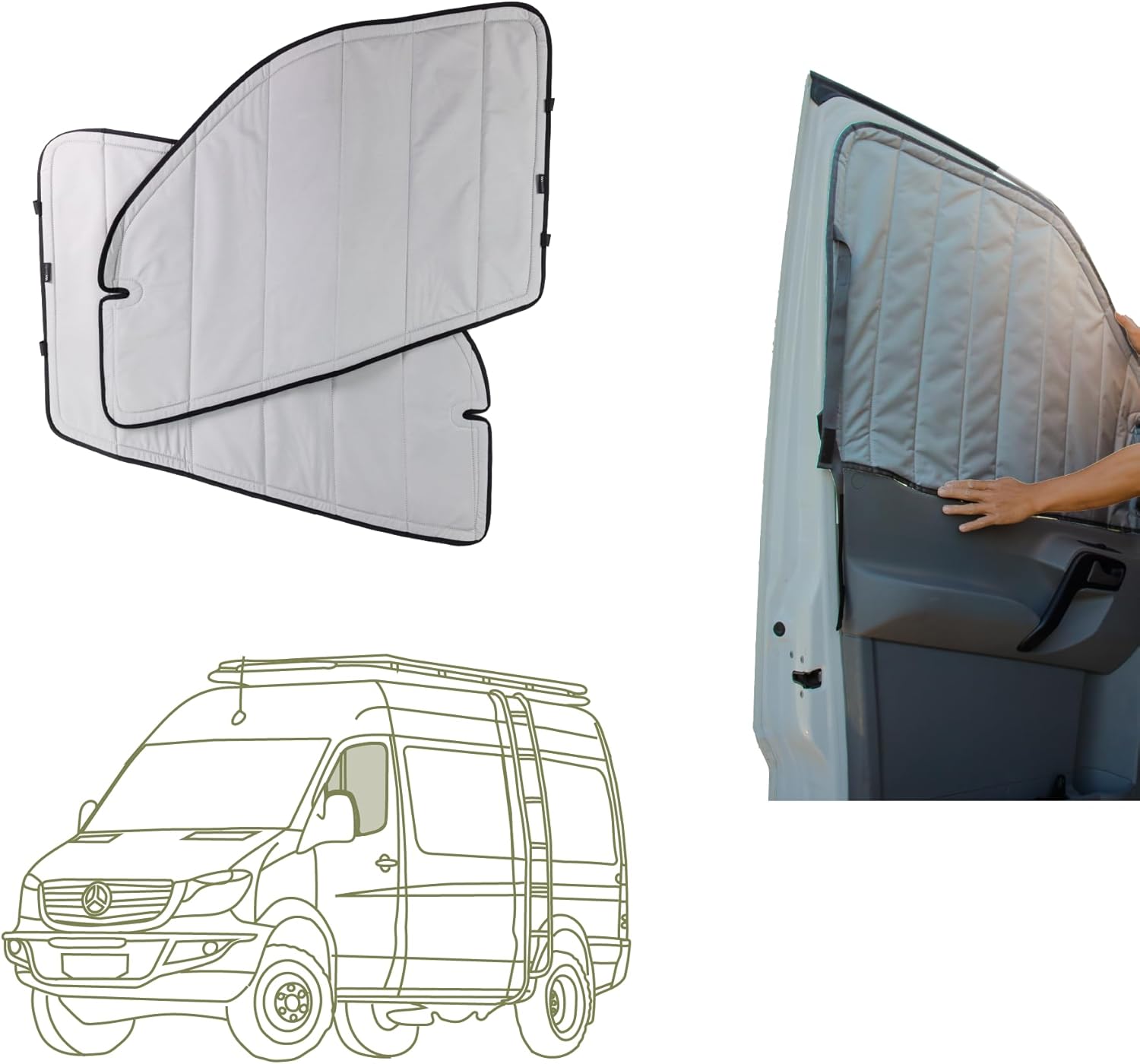 VanEssential Insulated Magnetic Blackout Window Covers for Vans
