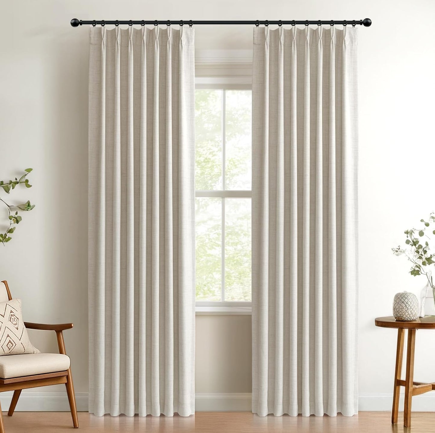 100% Blackout Shield Polyester Pinch Pleated Curtains Set