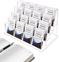 Clear Vertical Business Card Holder 4 Tiers 16 Pockets - Desk