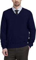Men's Wool Blend V-Neck Sweater Relax Fit - Lightweight Warmth