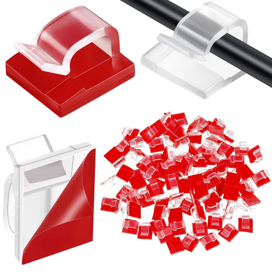 Organize Wires Effortlessly with 100 Adhesive Cable Clips - Blulu