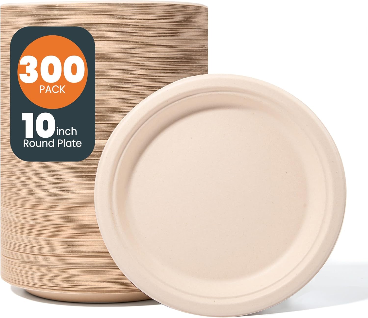 100% Compostable Paper Plates - Heavy Duty Eco-Friendly 10 Inch