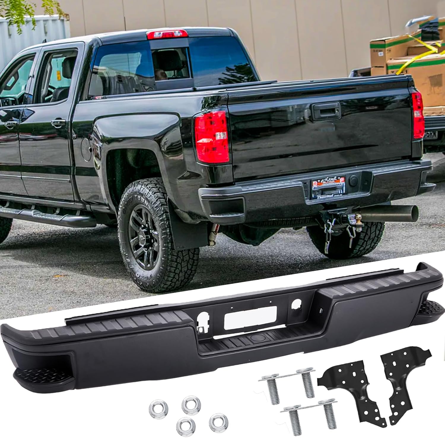 Rear Steel Step Bumper Assembly for 2014-2018 Chevy Silverado
