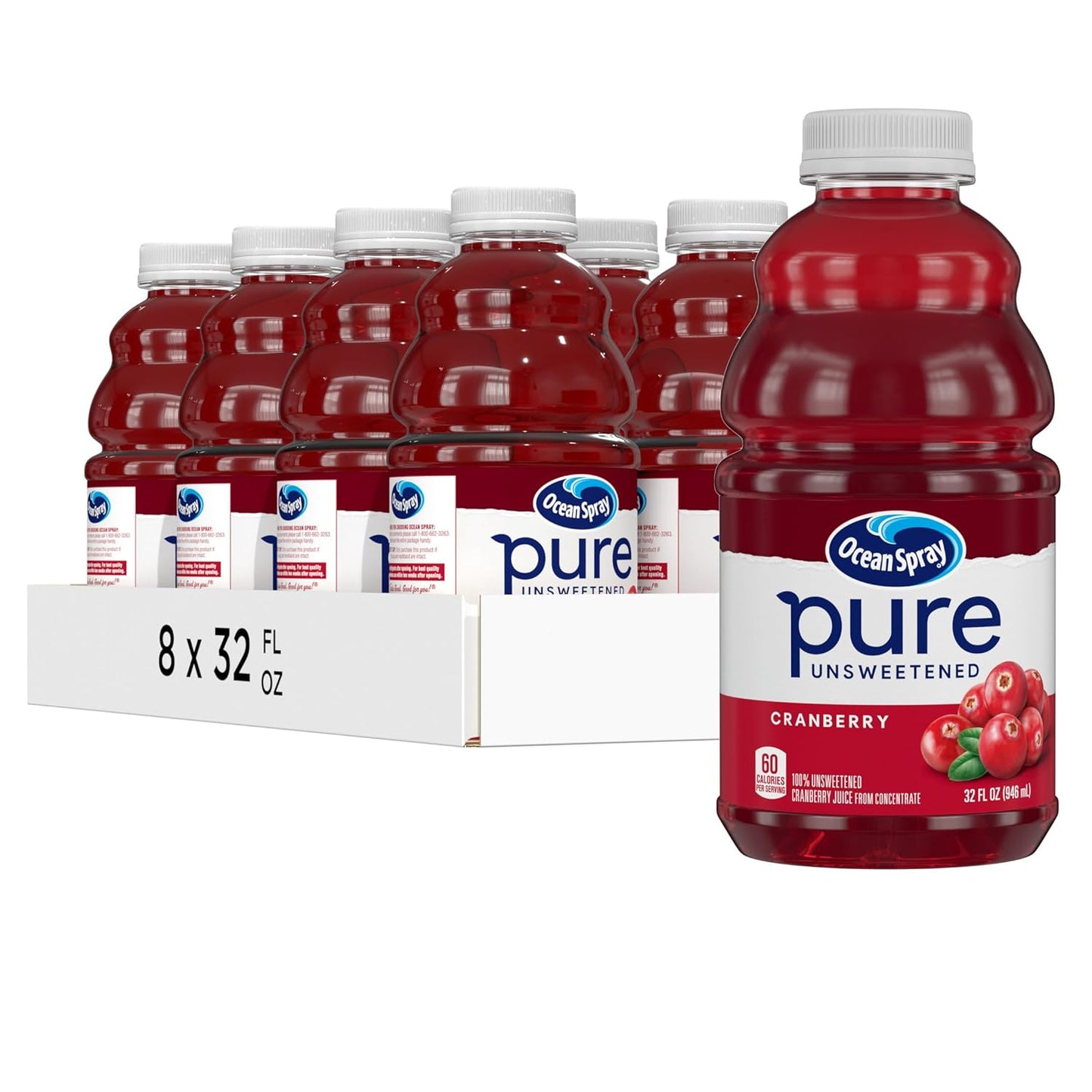 Ocean Spray Pure Unsweetened Cranberry Juice - 32 Fl Oz Pack