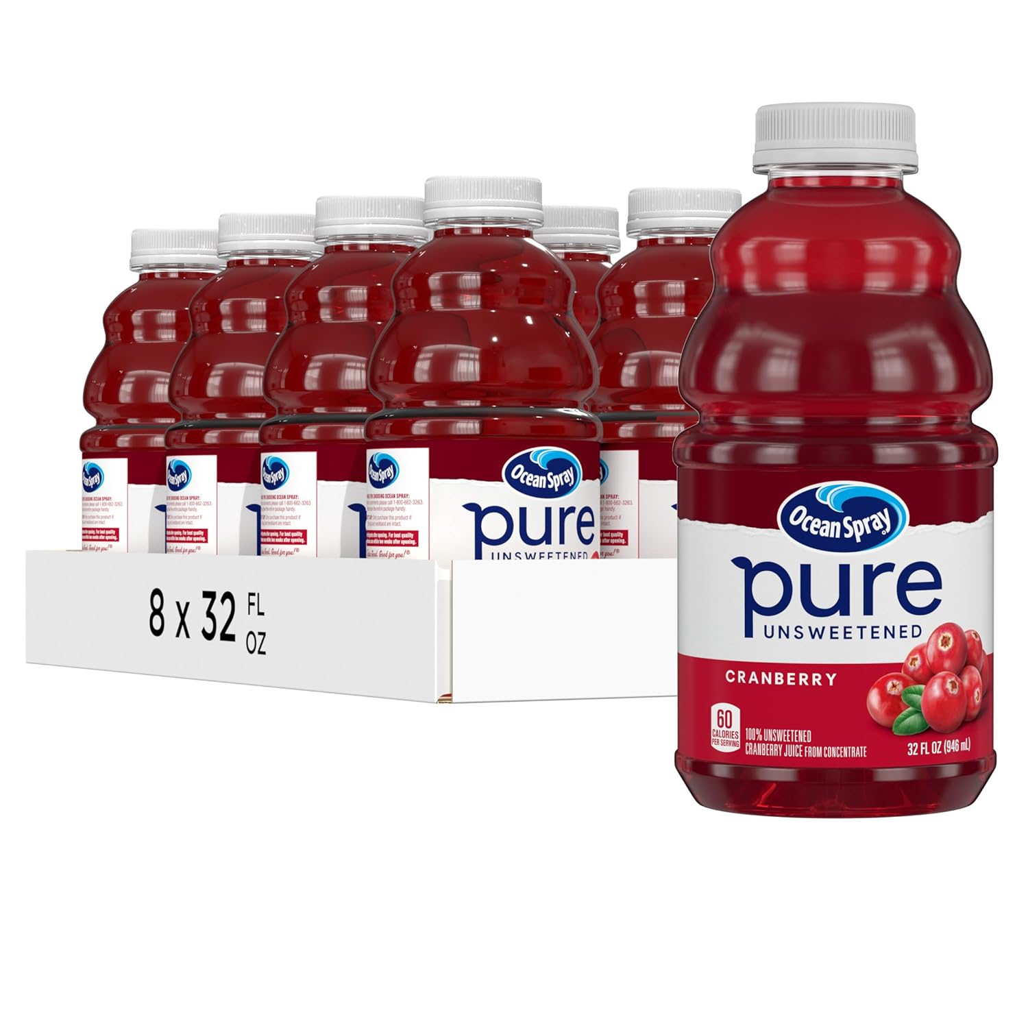 Ocean Spray Pure Unsweetened Cranberry Juice - 32 Fl Oz Pack