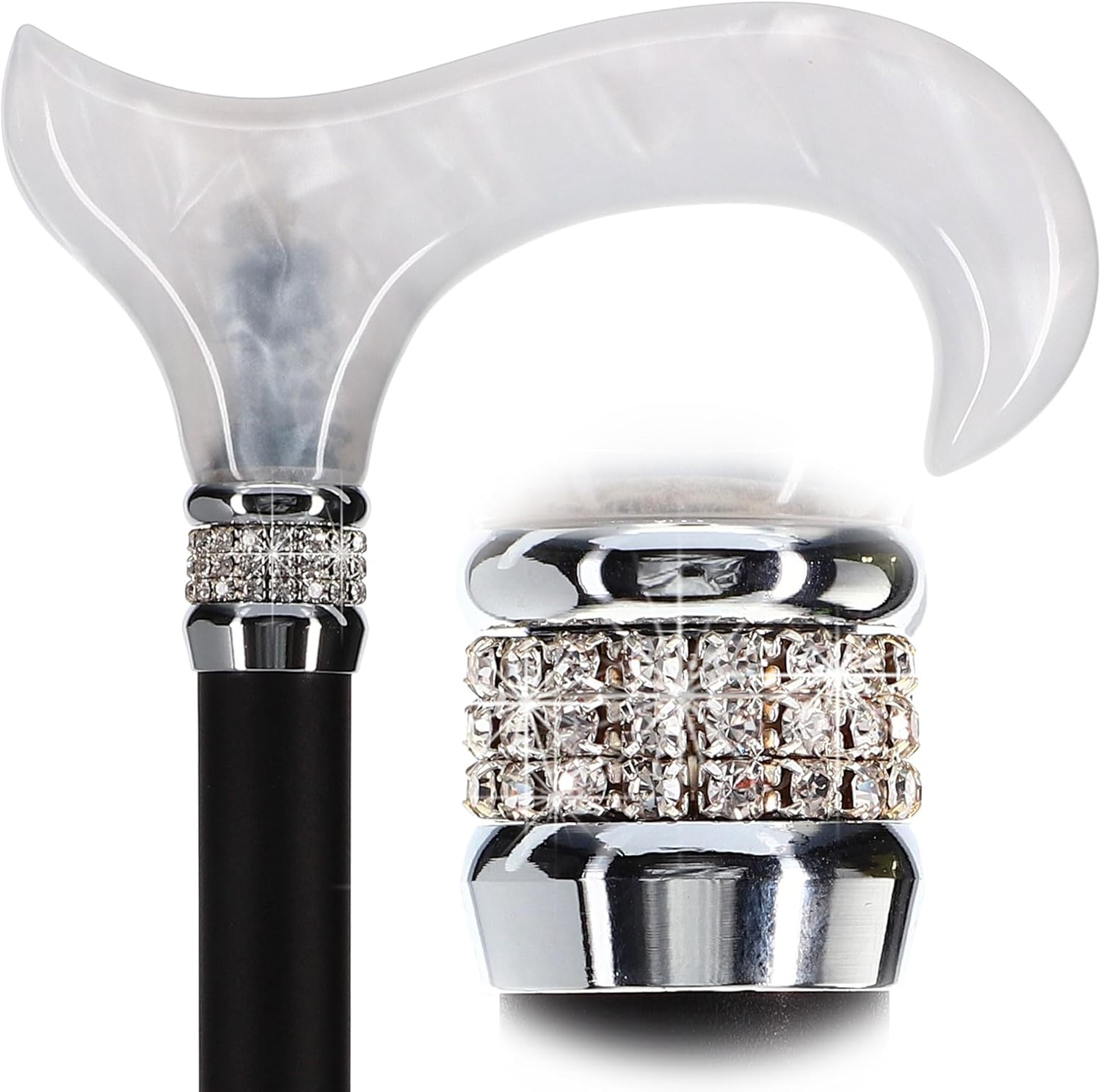 Stylish Adjustable Walking Canes with Rhinestone Collar Design