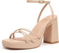 Trary Gold & White Heels - Strappy Block Heels for Women