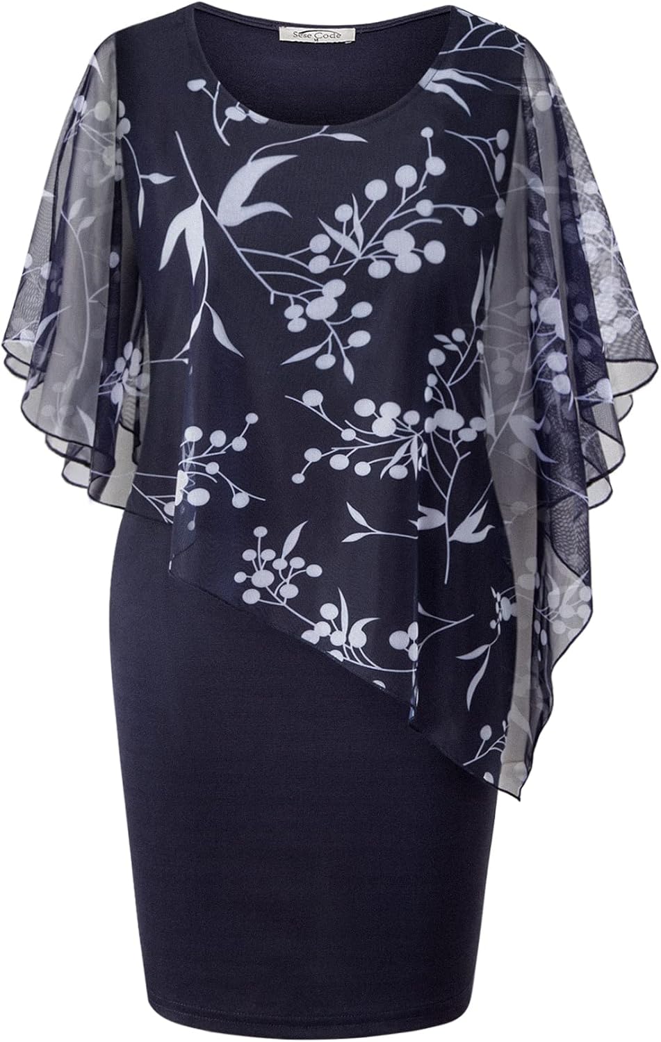Stylish Women's Mesh Cape Overlay Bodycon Dress for Weddings